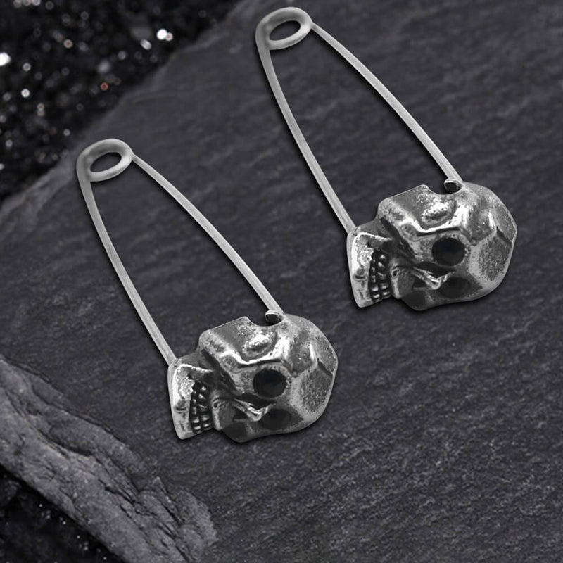 Grotesque Pin Stainless Steel Skull Earring 01 | Gthic.coms