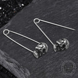 Grotesque Pin Stainless Steel Skull Earring 03 | Gthic.coms
