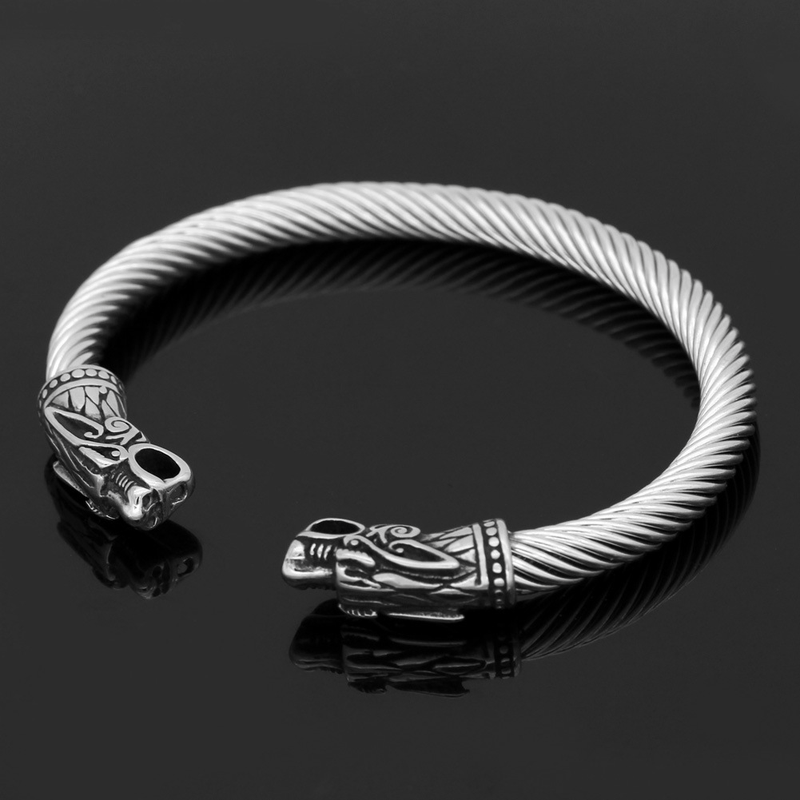 Fiery Dragons Stainless Steel Beast Viking Bracelet | Gthic.com