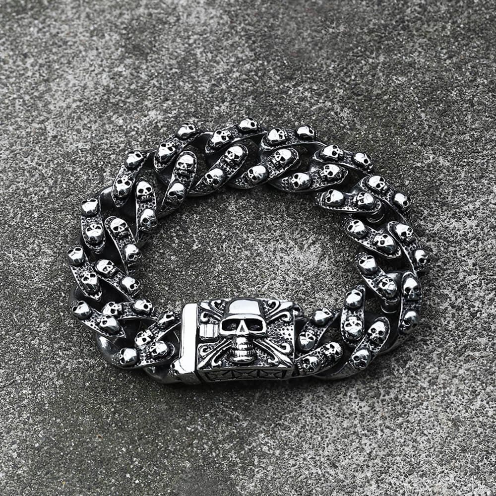 Punk Ghost Head Stainless Steel Skull Bracelet 01 | Gthic.com