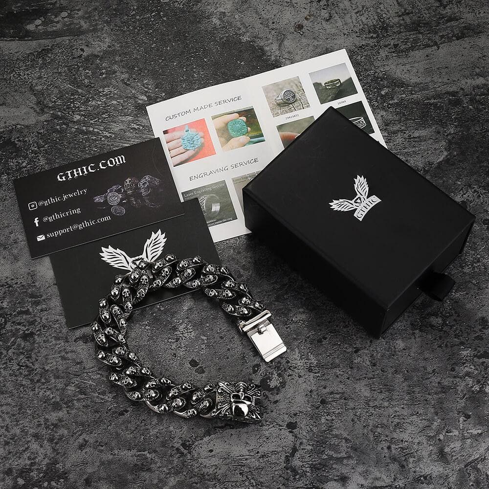 Punk-Geisterkopf-Totenkopf-Armband aus Edelstahl