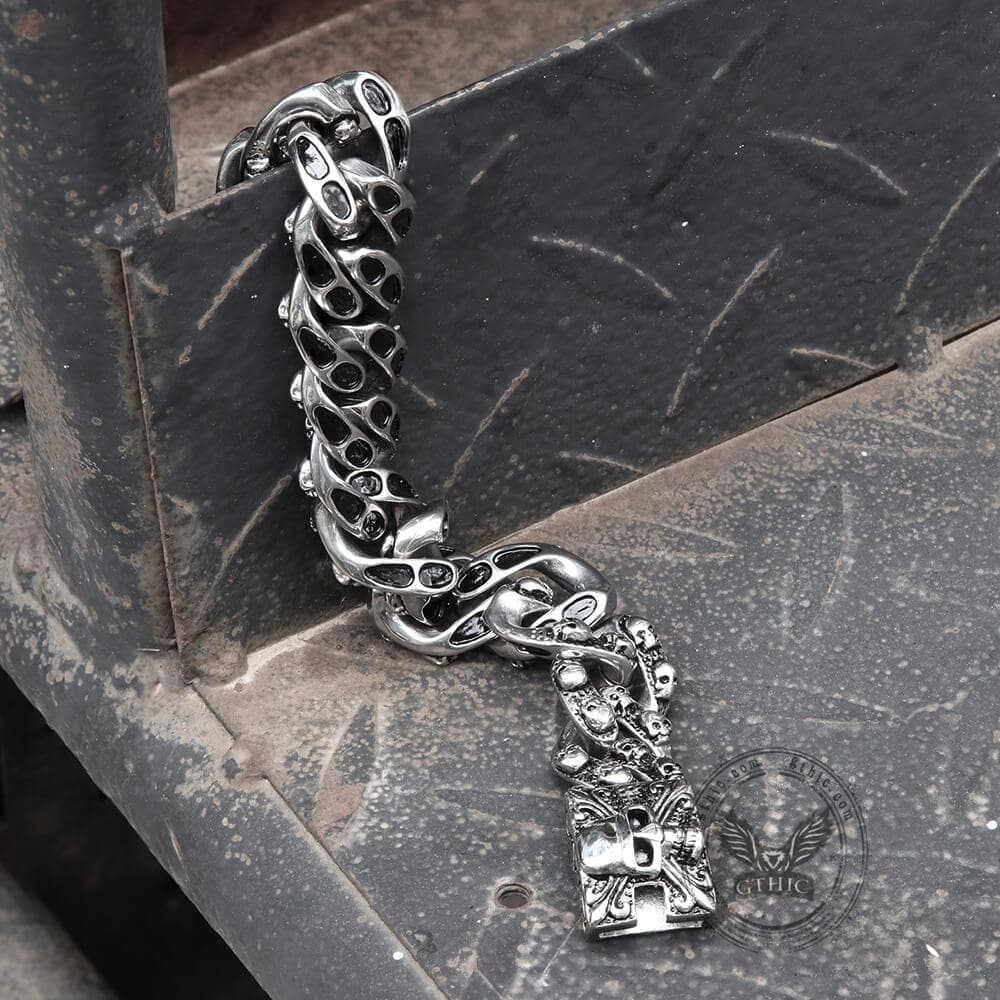 Punk Ghost Head Stainless Steel Skull Bracelet 05 | Gthic.com