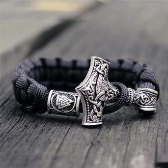 Thor's Hammer Braided Rope Viking Bracelet | Gthic.com