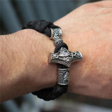 Thor's Hammer Braided Rope Viking Bracelet | Gthic.com