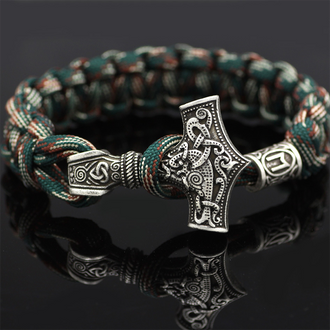 Thor's Hammer Braided Rope Viking Bracelet | Gthic.com