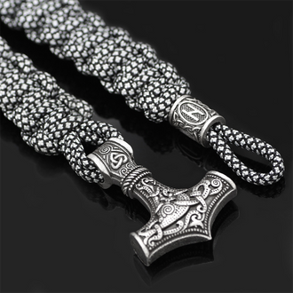 Thor's Hammer Braided Rope Viking Bracelet | Gthic.com