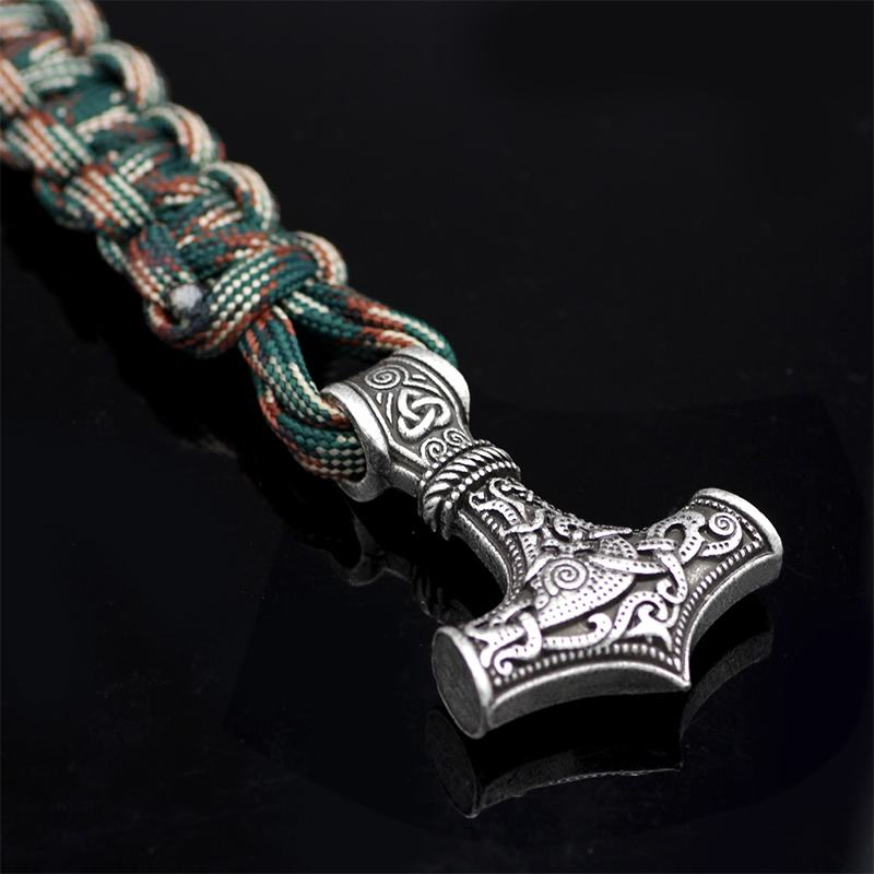 Thor's Hammer Braided Rope Viking Bracelet | Gthic.com