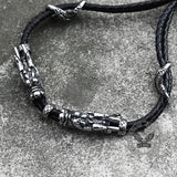 Vintage Double Dragon Stainless Steel Leather Animal Bracelet 04 | Gthic.com