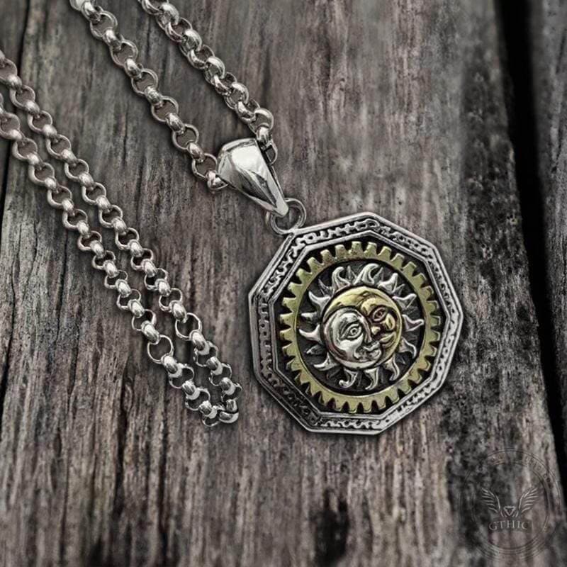 Eye of Providence Sterling Silver Sun God Pendant