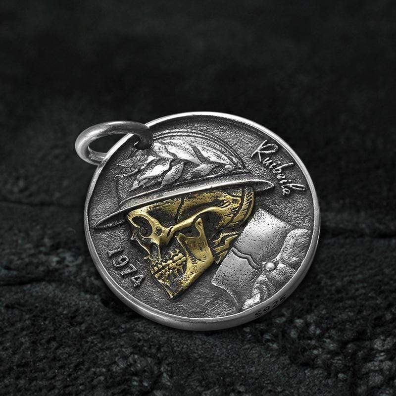 Shakespeare Hamlet Sterling Silver Skull Coin Pendant 03 | Gthic.com