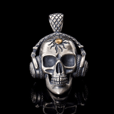 Punk Headphones Sterling Silver Skull Pendant 01 | Gthic.com