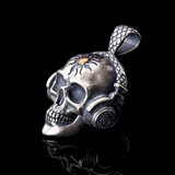 Punk Headphones Sterling Silver Skull Pendant 02 | Gthic.com