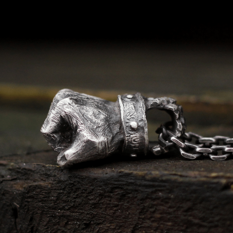 Powerful Fist of Fate Sterling Silver Brass Pendant