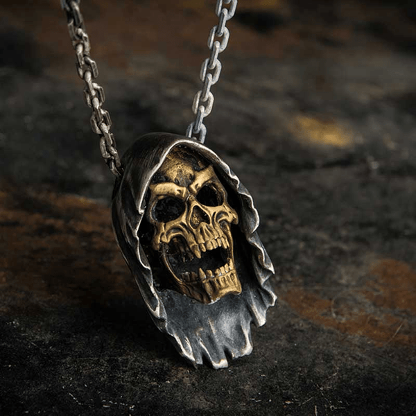 Grim Reaper Sterling Silver Skull Pendant 01 | Gthic.com