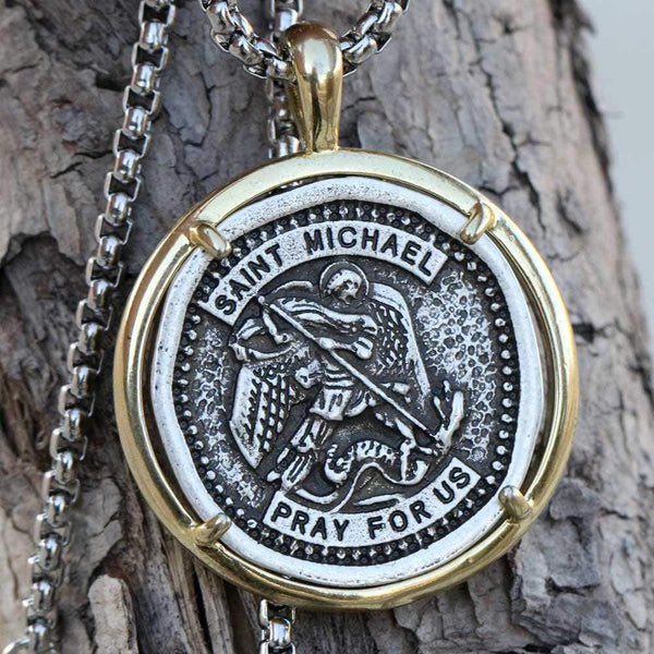 Saint michael pray for deals us necklace