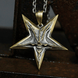Devil Satan Smile Sterling Silver Brass Pentagram Pendant