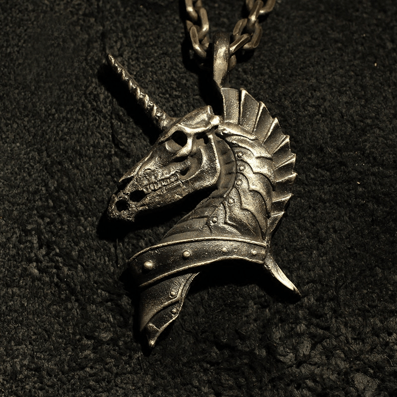 Unicorn Holy Beast Sterling Silver Brass Pendant | Gthic.com