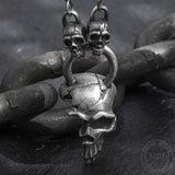 Damaged Half Face Sterling Silver Antique Skull Pendant 03 | Gthic.com