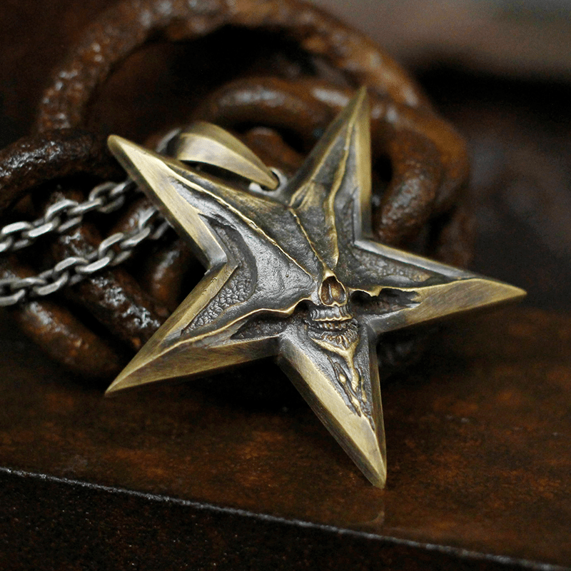 Devil Satan Smile Sterling Silver Brass Pentagram Pendant