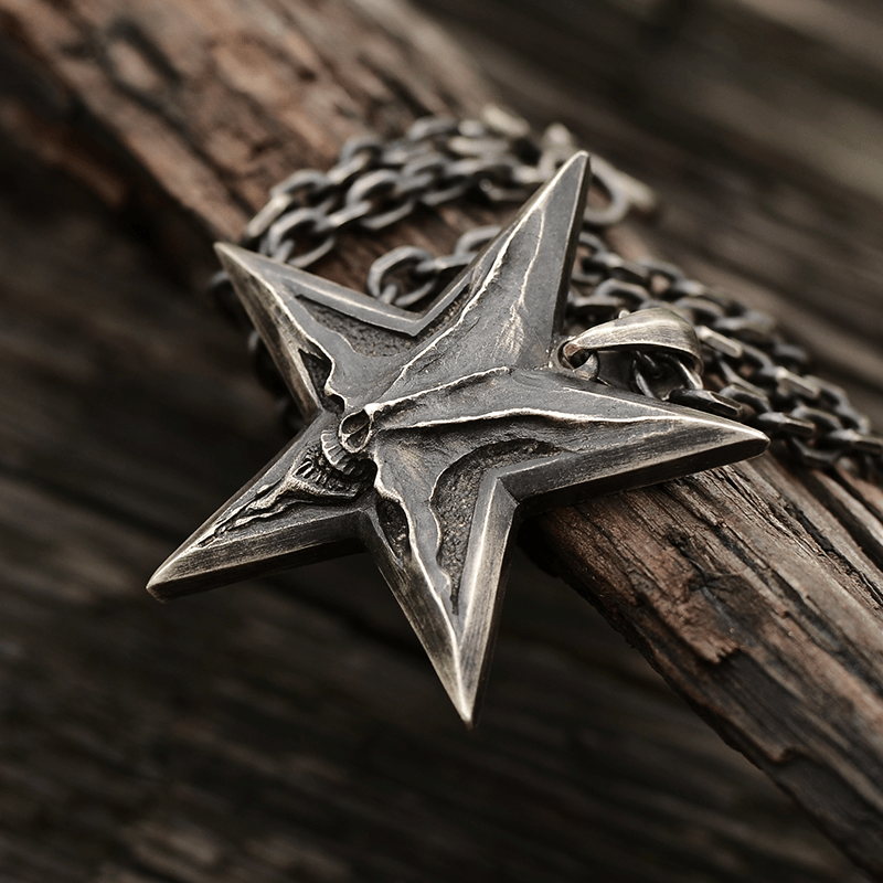 Devil Satan Smile Sterling Silver Brass Pentagram Pendant | Gthic.com