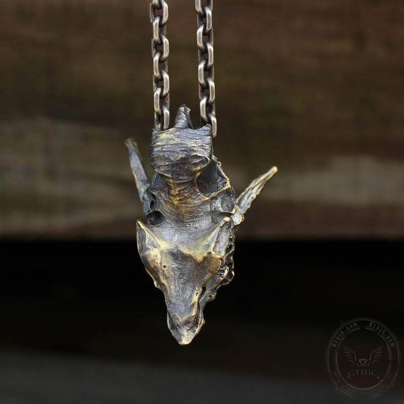 Dragon Sterling Silver Mens Skull Necklace | Gthic.com