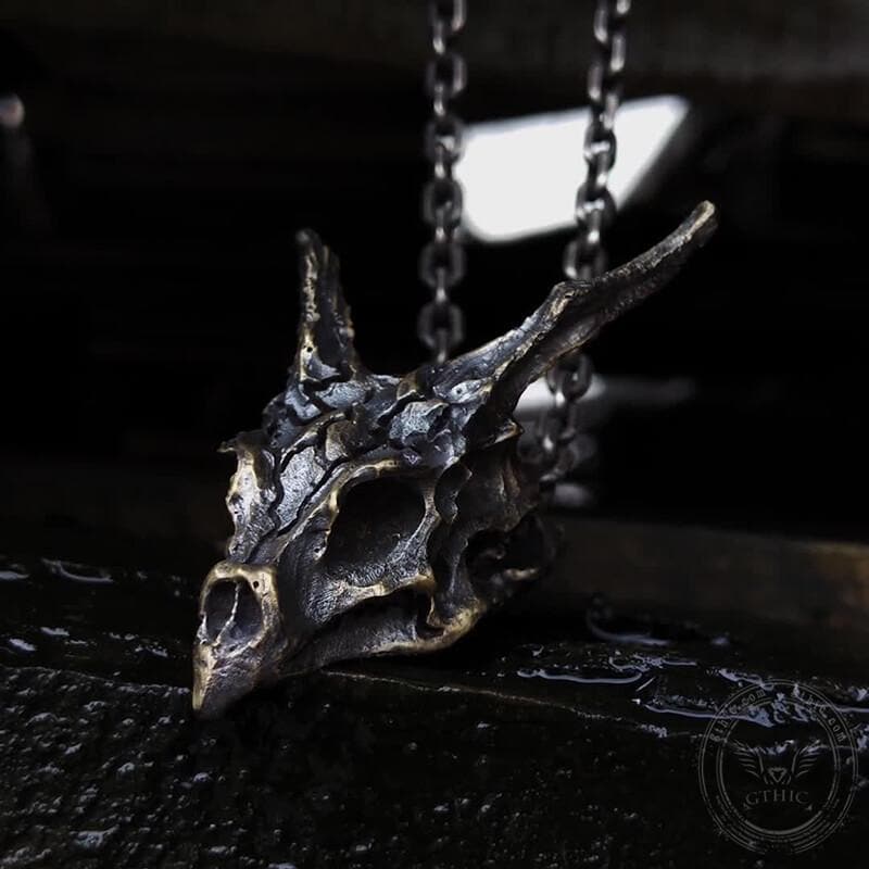 Collier tête de mort Dragon en argent sterling pour homme