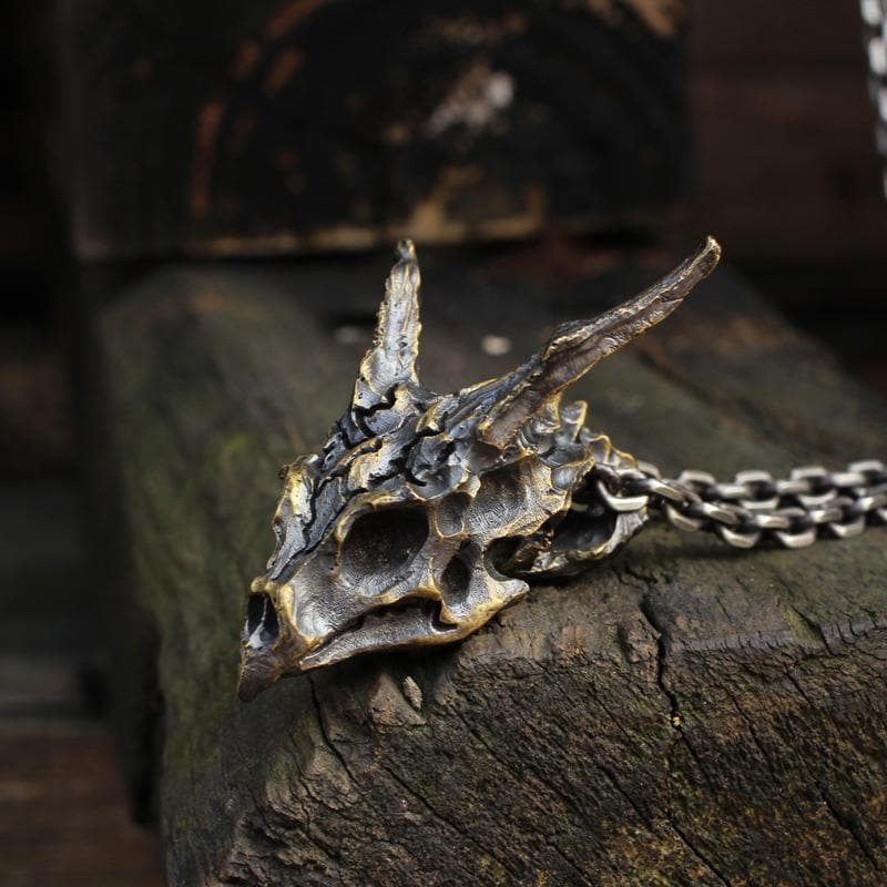 Dragon Sterling Silver Mens Skull Necklace | Gthic.com