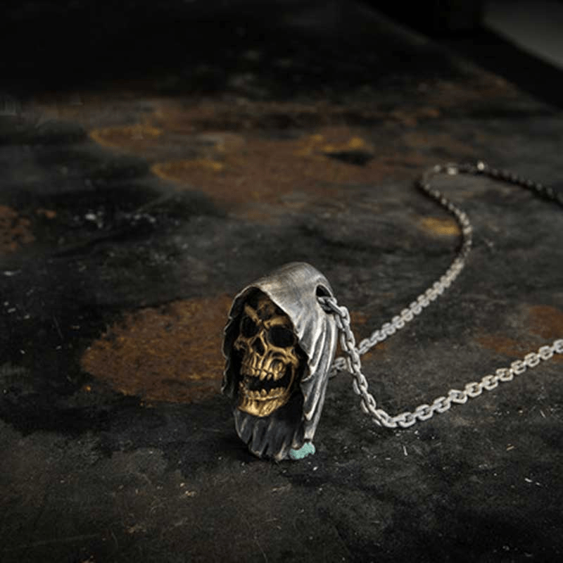 Grim Reaper Sterling Silver Skull Pendant 04 | Gthic.com