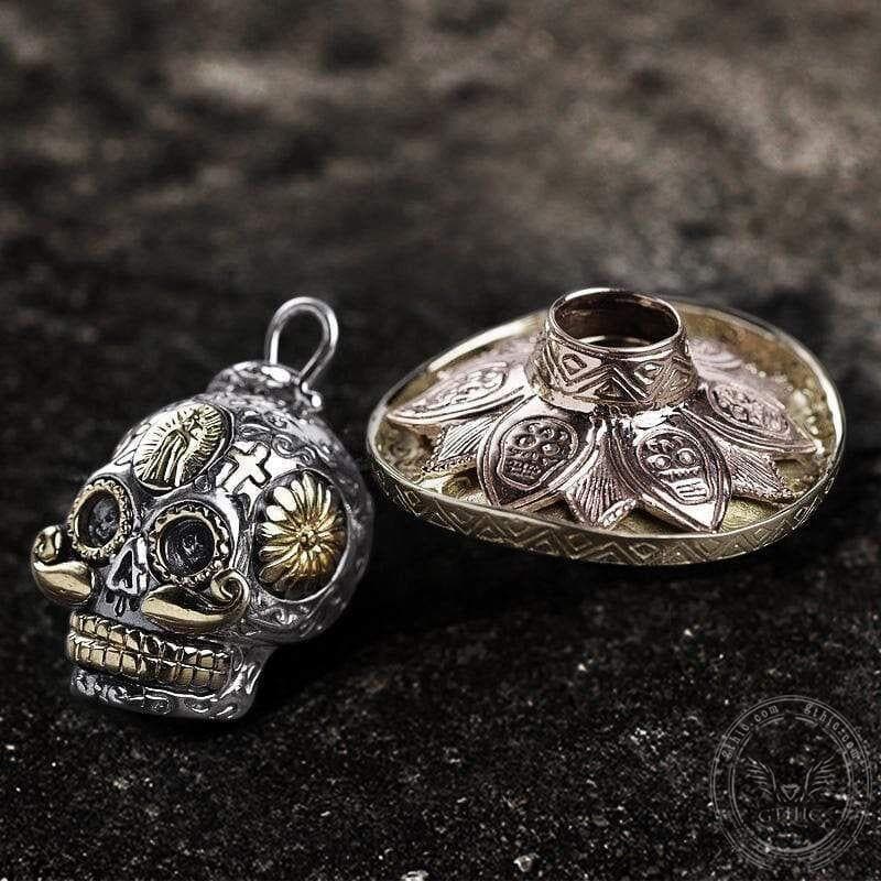 Hat Magic Sterling Silver Sugar Skull Pendant | Gthic.com