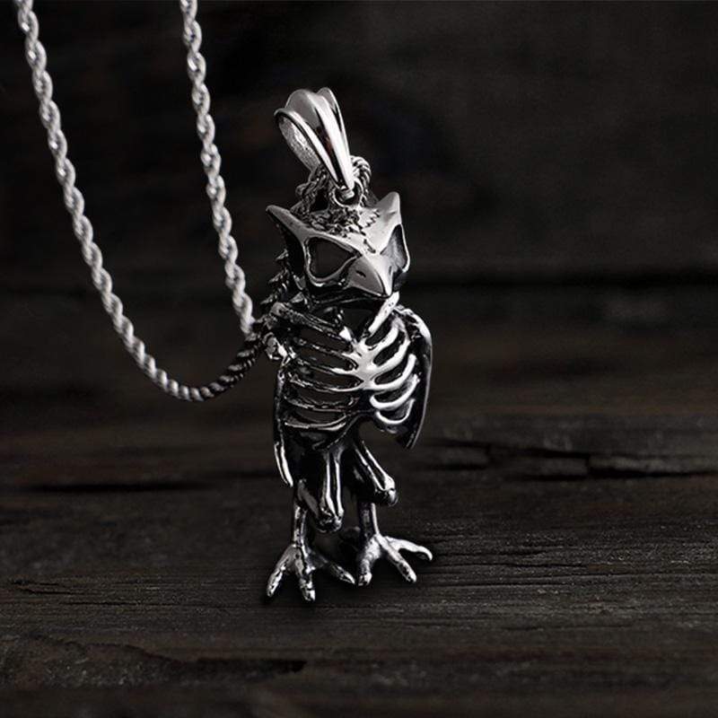 Owl Skull Stainless Steel Animal Pendant | Gthic.com