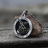 St. Michael Protect Us Stainless Steel Pendant 01 | Gthic.com