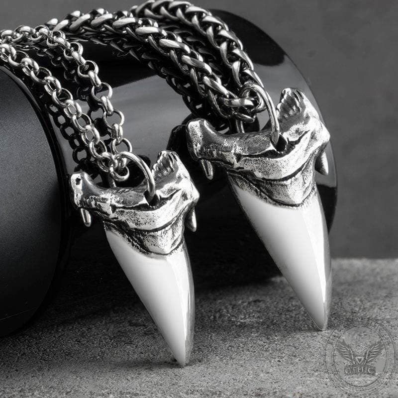 Shark Teeth Sterling Silver Animal Pendant | Gthic.com