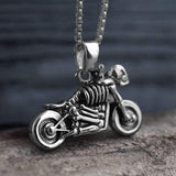 Motorcycle Sterling Silver Skull Pendant 03 | Gthic.com