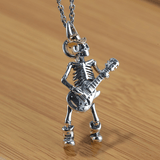 Playing Guitar Sterling Silver Skull Pendant 03 | Gthic.com