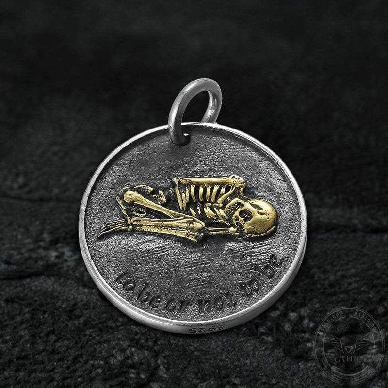 Shakespeare Hamlet Sterling Silver Skull Coin Pendant 04 | Gthic.com