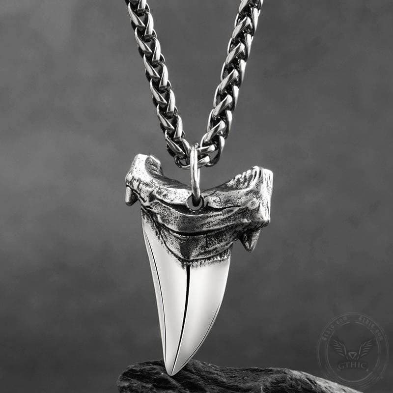 Shark Teeth Sterling Silver Animal Pendant | Gthic.com