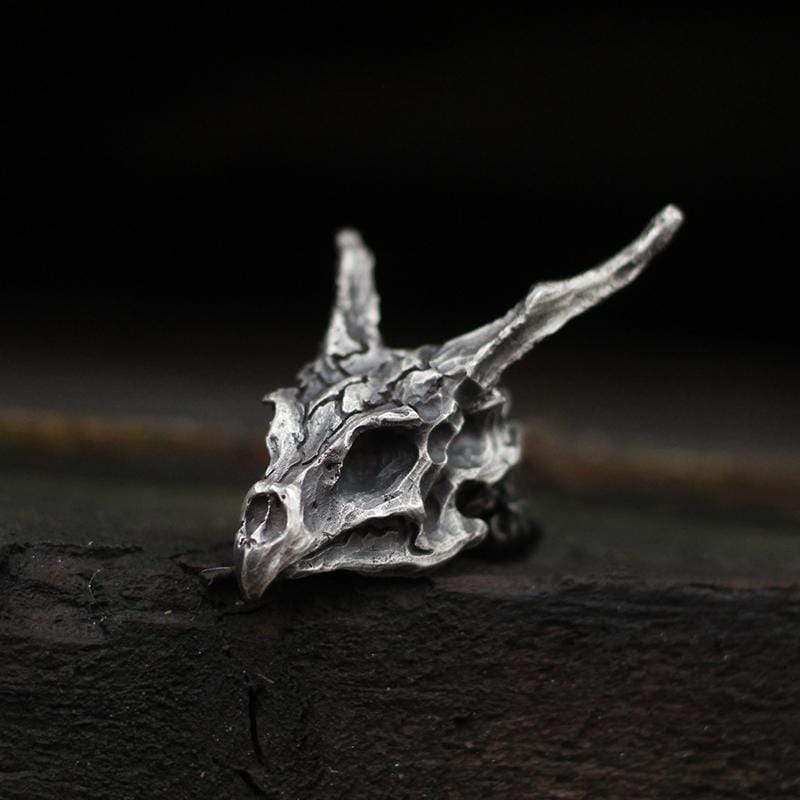 Collier tête de mort Dragon en argent sterling pour homme