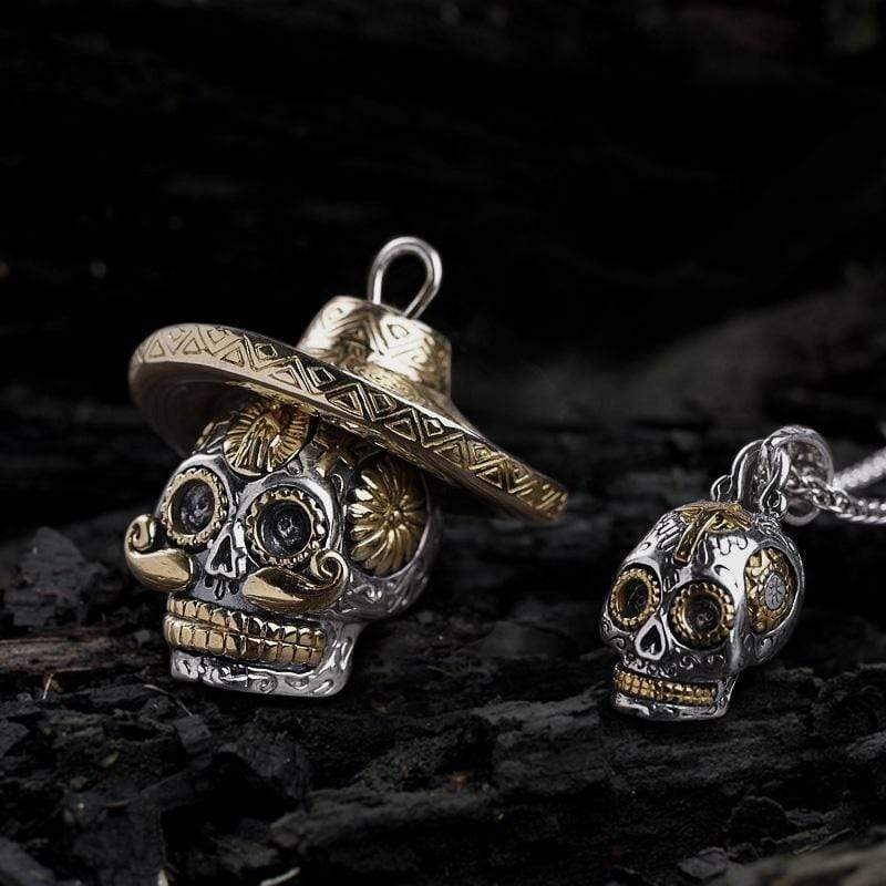 Hat Magic Sterling Silver Sugar Skull Pendant | Gthic.com