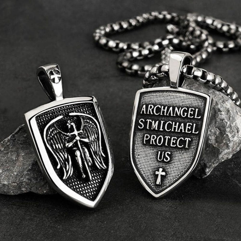 Archangel Saint Michael Sword Stainless Steel Pendant | Gthic.com