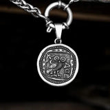 Vintage Owl Stainless Steel Coin Necklace | Gthic.com