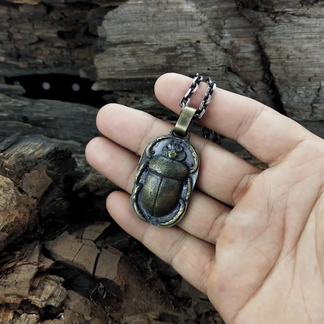 Vintage Beetle Brass Pendant