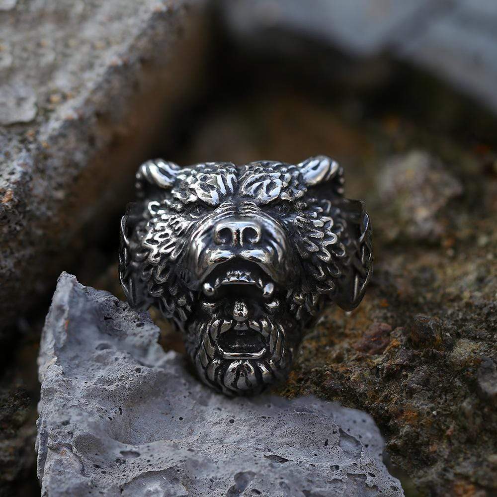 Bear Warrior Biker Viking Ring | Gthic.com