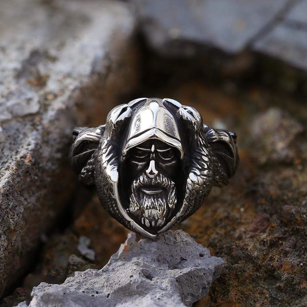 Mythology Odin Wolf Stainless Steel Viking Ring | Gthic.com