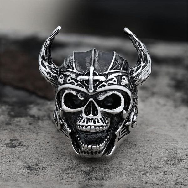 VIKING WARRIOR Skull Ring for Men in Sterling Silver by Ecks