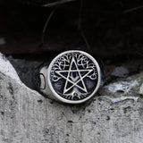 Pentagram Tree of Life Stainless Steel Viking Ring | Gthic.com