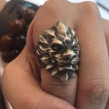 3D Lion Sterling Silver Beast Ring | Gthic.com