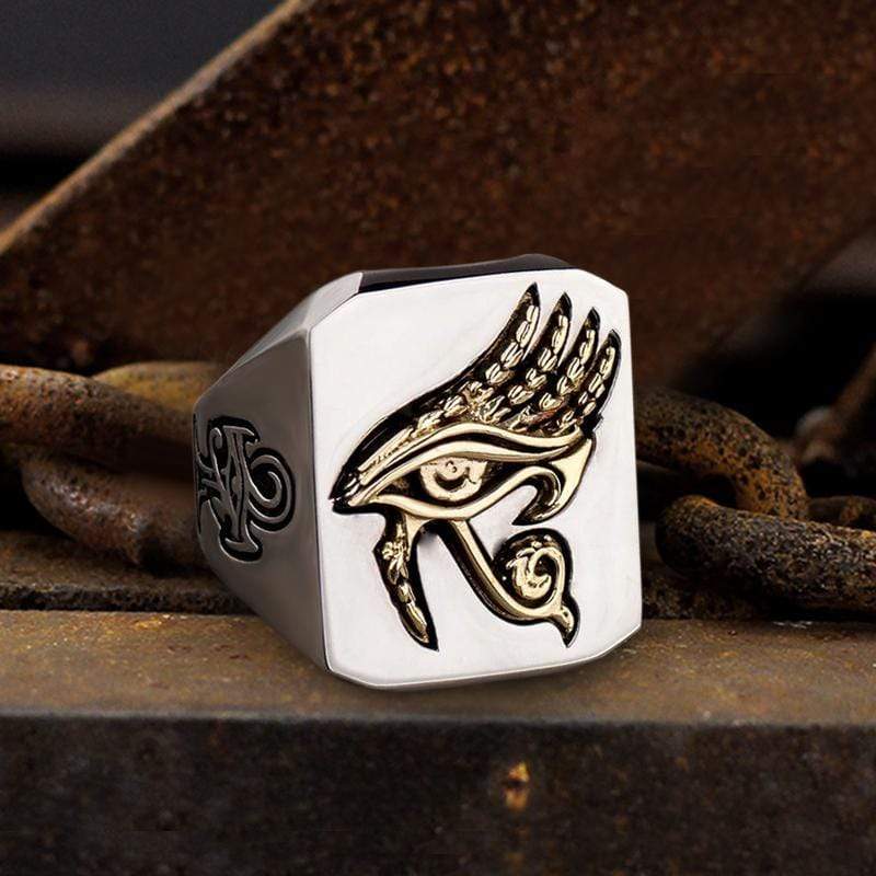 Eye of Horus Stainless Steel Egyptian Mythology Ring