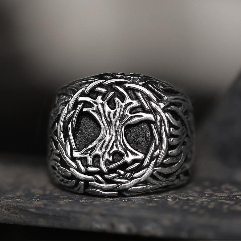 Yggdrasil 316L Stainless Steel Viking Ring 01 | Gthic.com