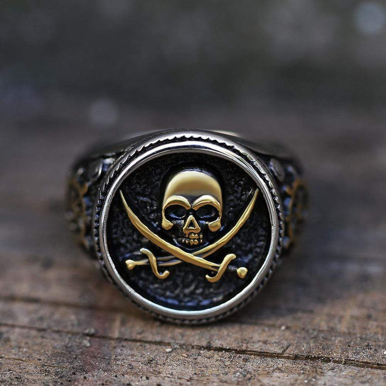 Retro Pirate Stainless Steel Skull Ring 01 | Gthic.com