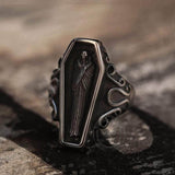 Funeral Vampire Coffin Stainless Steel Skull Ring | Gthic.com